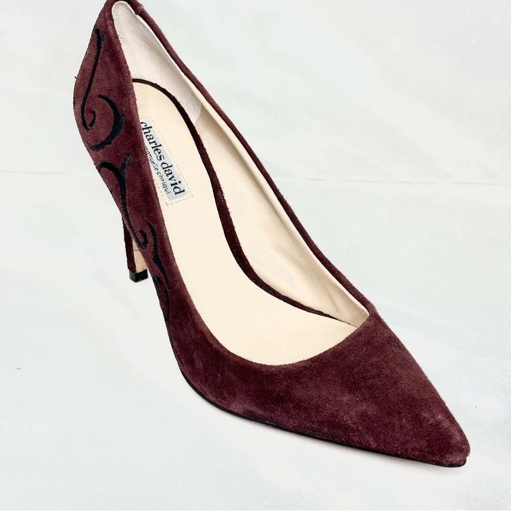 Charles David Suede Pumps 6.5 Burgundy stilettos